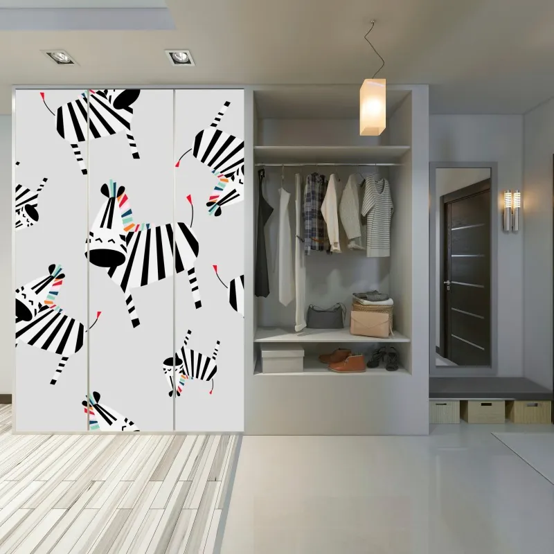 Naklejka na szafę tropikalny wzór hibiskusa – Wallissimo®