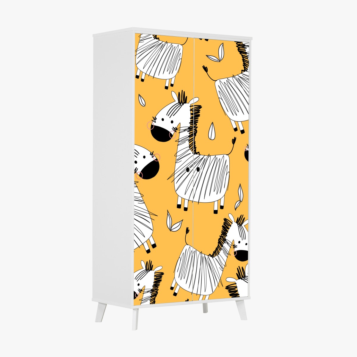 Wardrobe sticker playful zebra pattern for kids room