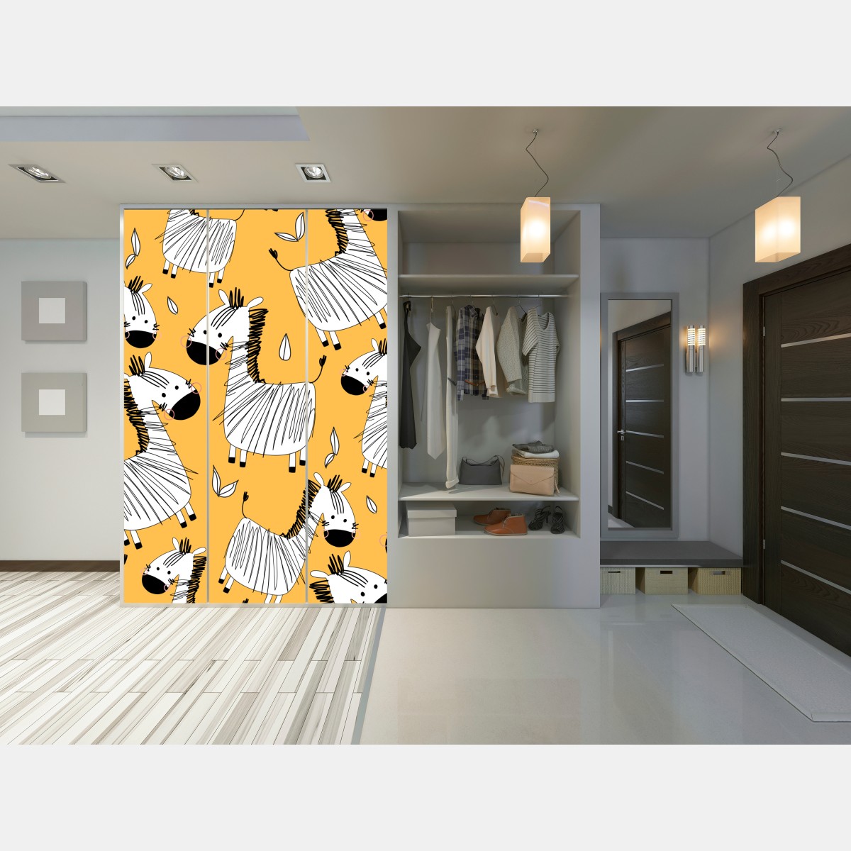 Naklejka na szafę zabawny wzór z zebrą do pokoju dziecięcego – Wallissimo® Naklejka na szafę zabawny wzór z zebrą do pokoju dziecięcego – Wallissimo®