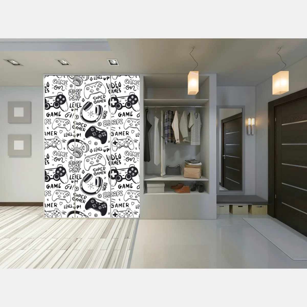 Naklejka na szafę wzór gier wideo z kontrolerami – Wallissimo® Naklejka na szafę wzór gier wideo z kontrolerami – Wallissimo®