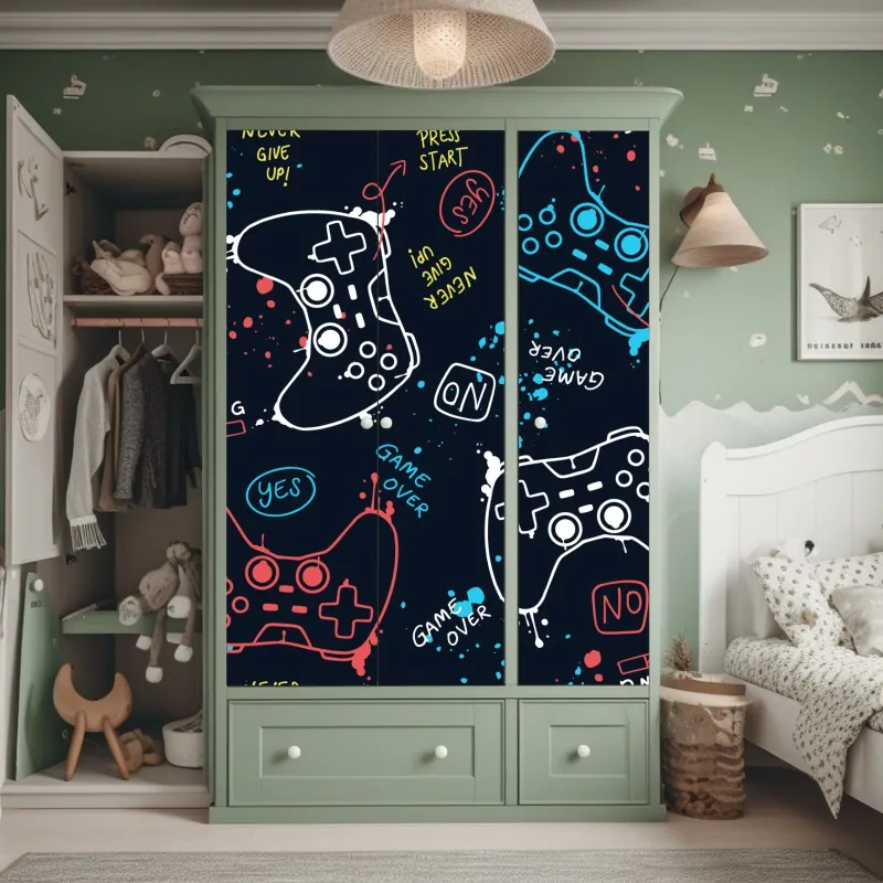 Naklejka na szafę zielony aloes na różowym tle – Wallissimo®