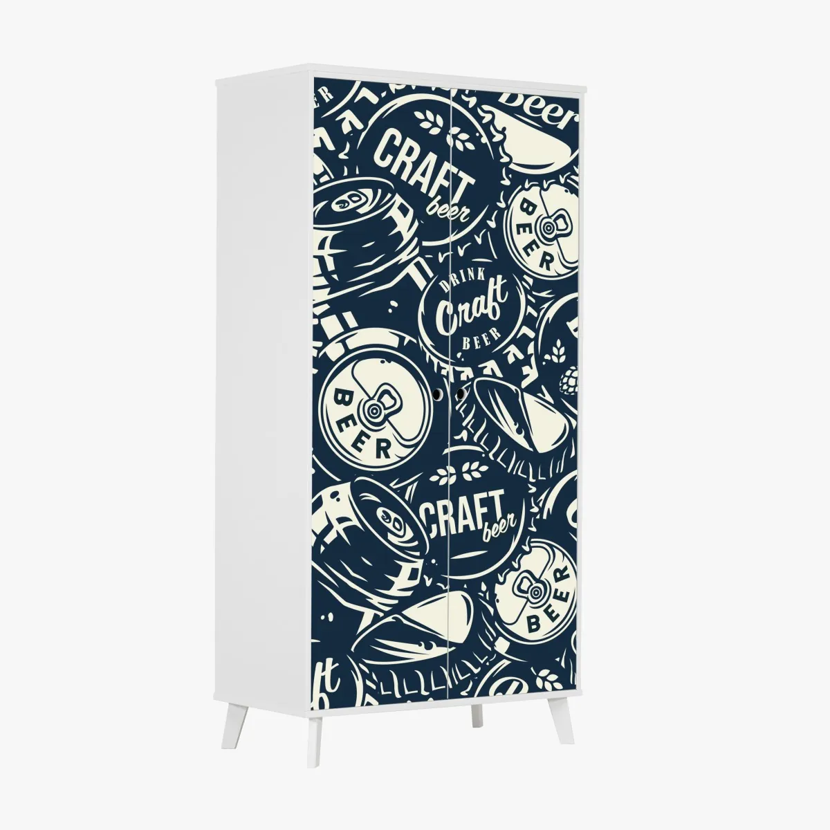 Naklejka na szafę wzór kapsli piwa rzemieślniczego – Wallissimo® Naklejka na szafę wzór kapsli piwa rzemieślniczego – Wallissimo®