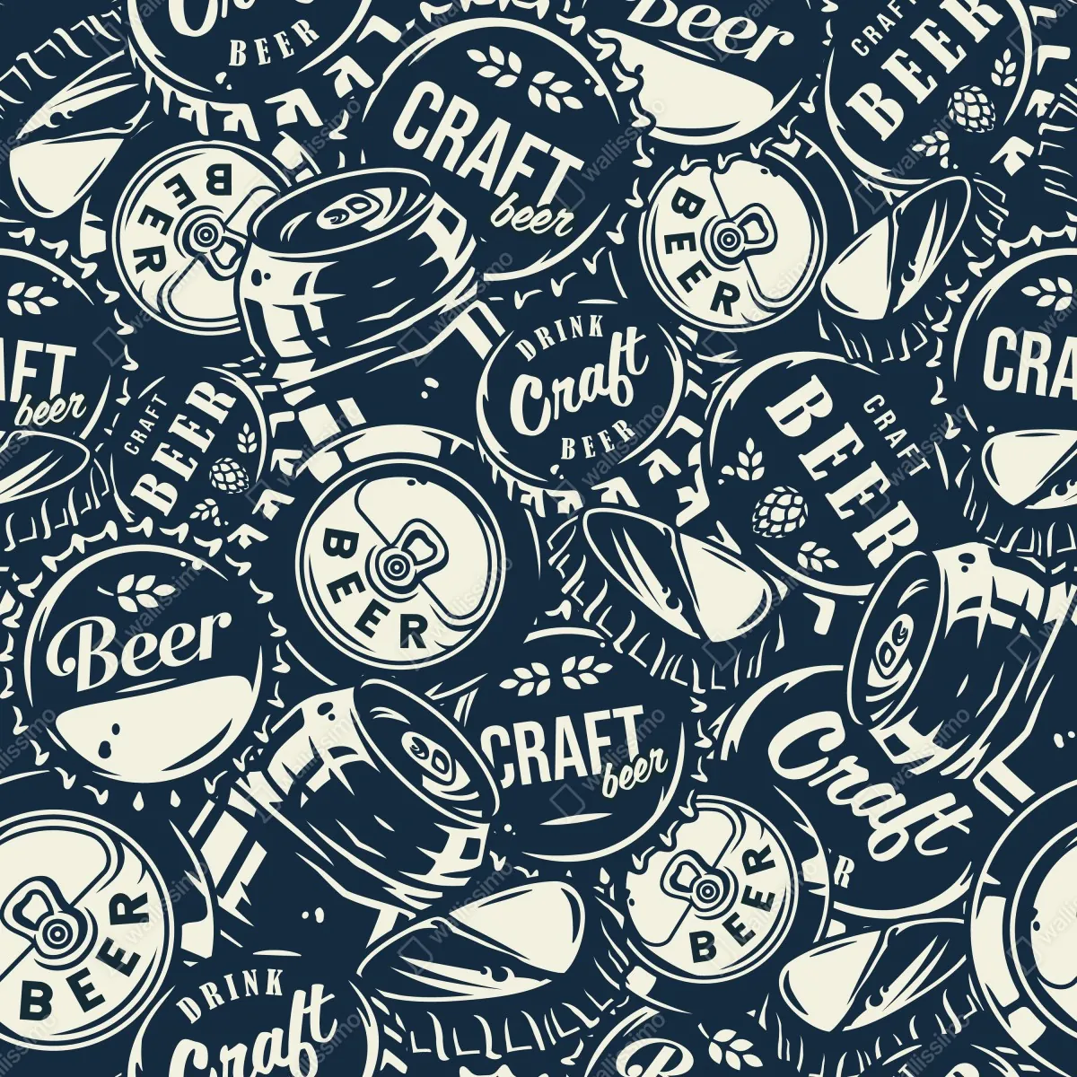 Naklejka na szafę wzór kapsli piwa rzemieślniczego – Wallissimo® Naklejka na szafę wzór kapsli piwa rzemieślniczego – Wallissimo®