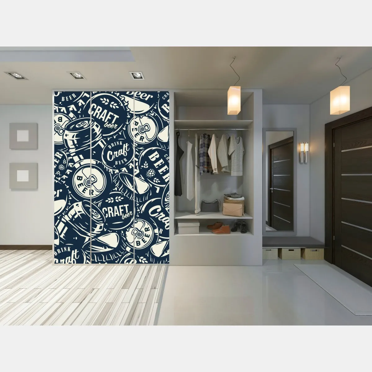 Naklejka na szafę wzór kapsli piwa rzemieślniczego – Wallissimo® Naklejka na szafę wzór kapsli piwa rzemieślniczego – Wallissimo®