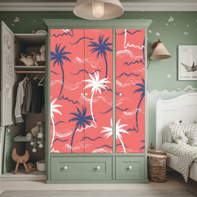 Naklejka na szafę minimalna niebieska wstęga geometryczna – Wallissimo®