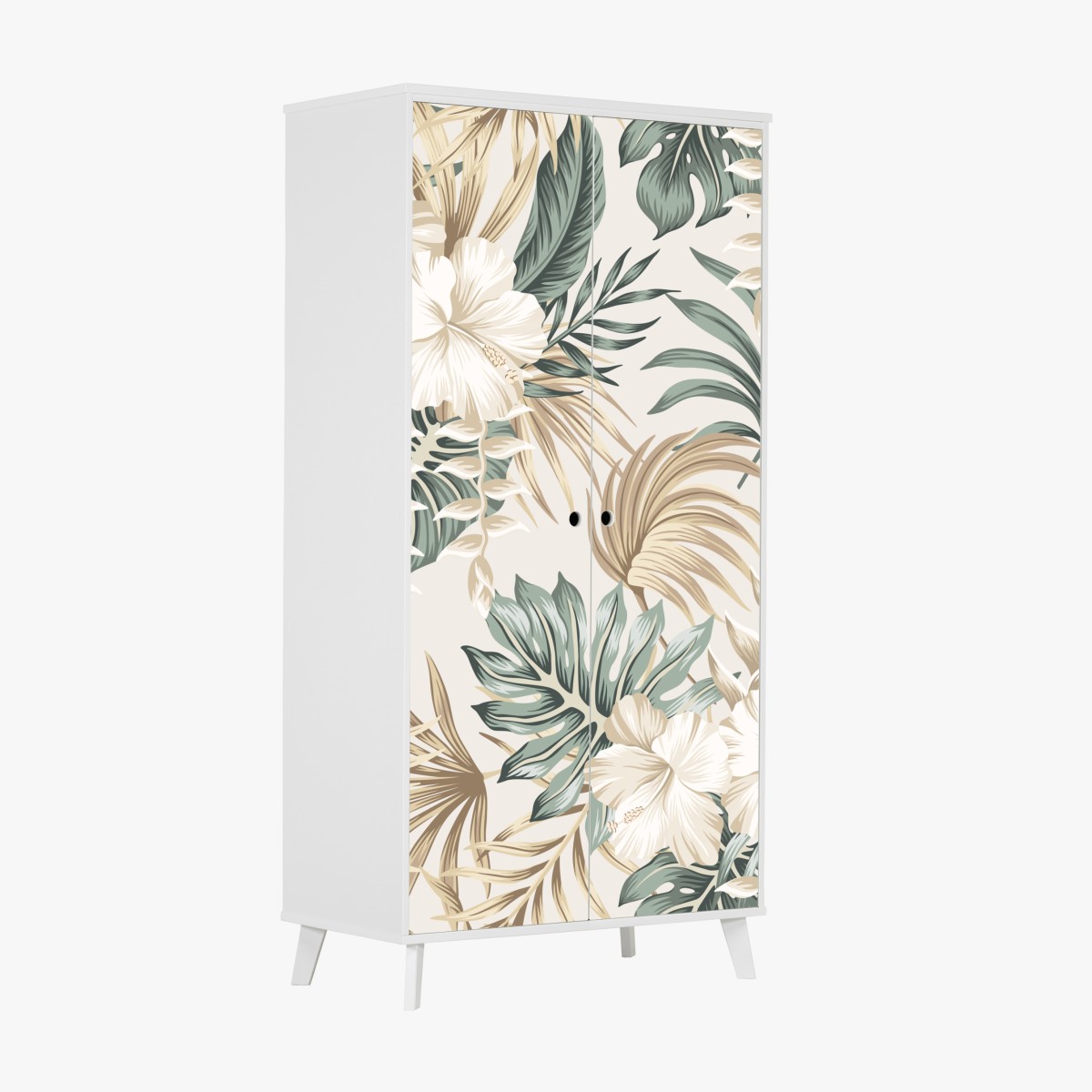 Wardrobe sticker soft tropical hibiscus botanical print