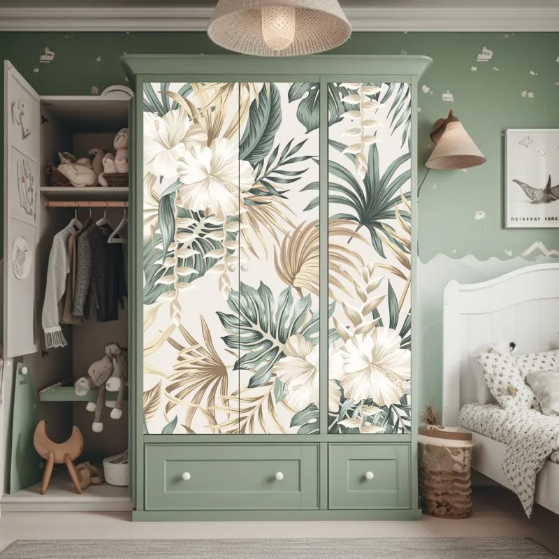 Naklejka na szafę delikatny wzór z magnoliami – Wallissimo®