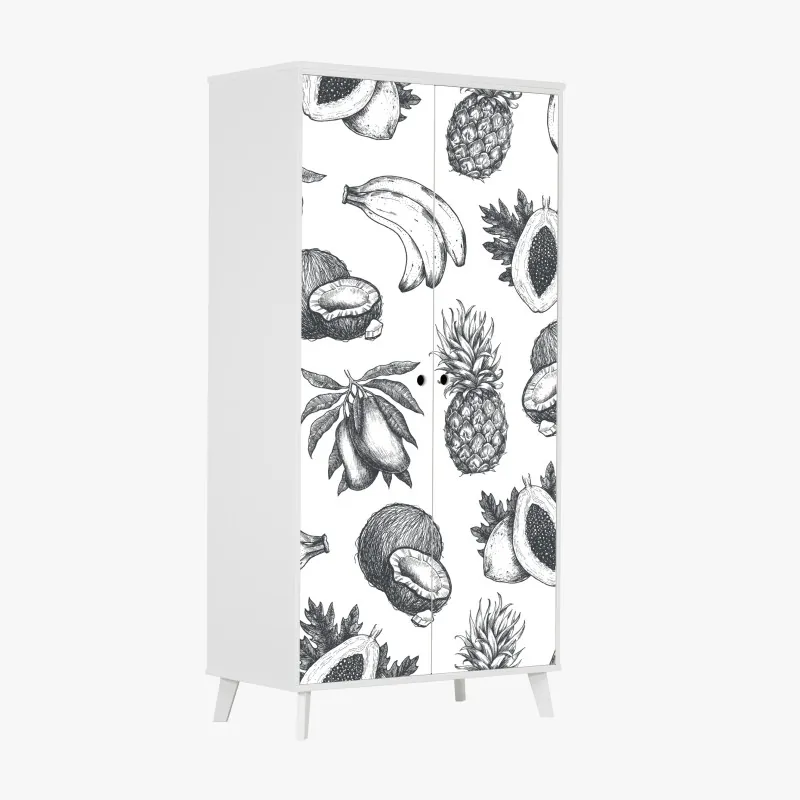 Naklejka na szafę ręcznie rysowany wzór tropikalnych owoców