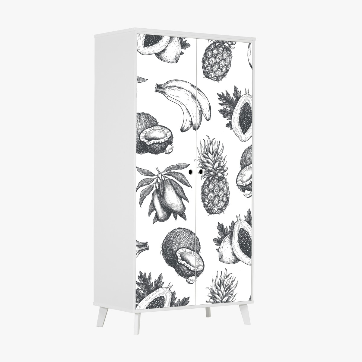 Wardrobe sticker hand drawn tropical fruit pattern