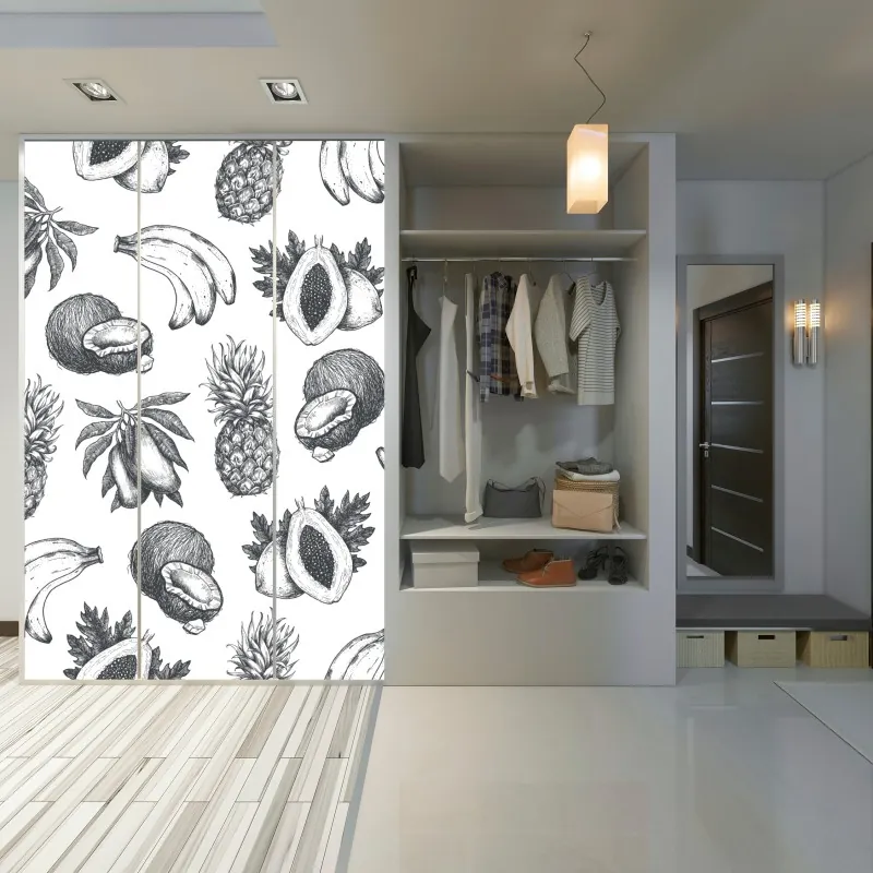 Naklejka na szafę miętowy kwiatowy wzór w stylu vintage – Wallissimo®