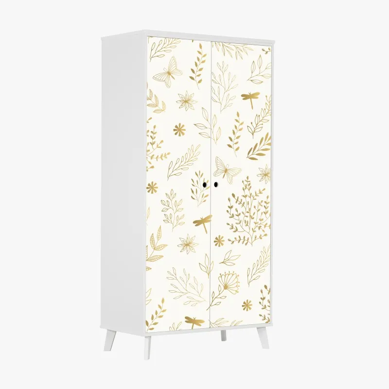 Naklejka na szafę złoty botaniczny wzór