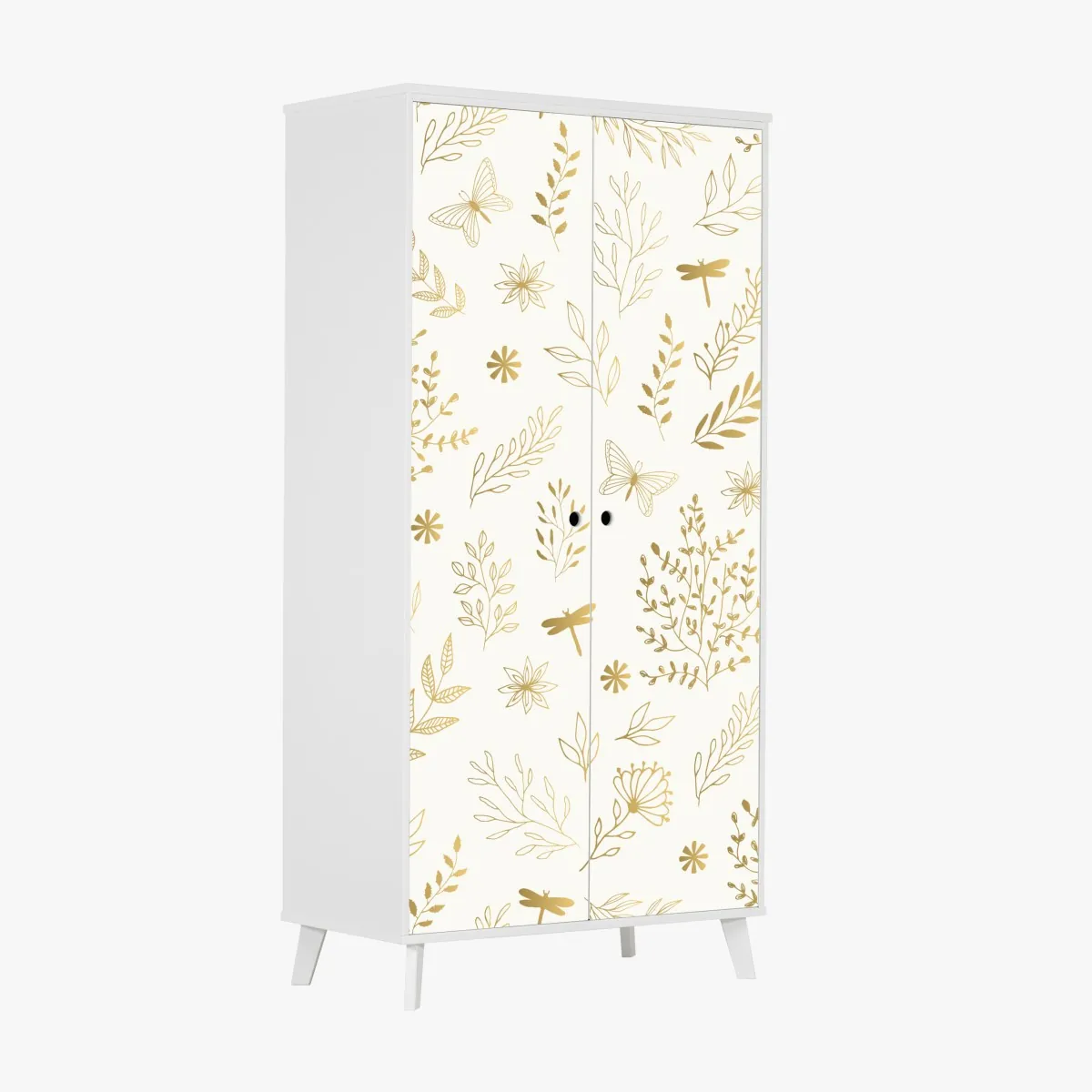 Naklejka na szafę złoty botaniczny wzór – Wallissimo® Naklejka na szafę złoty botaniczny wzór – Wallissimo®