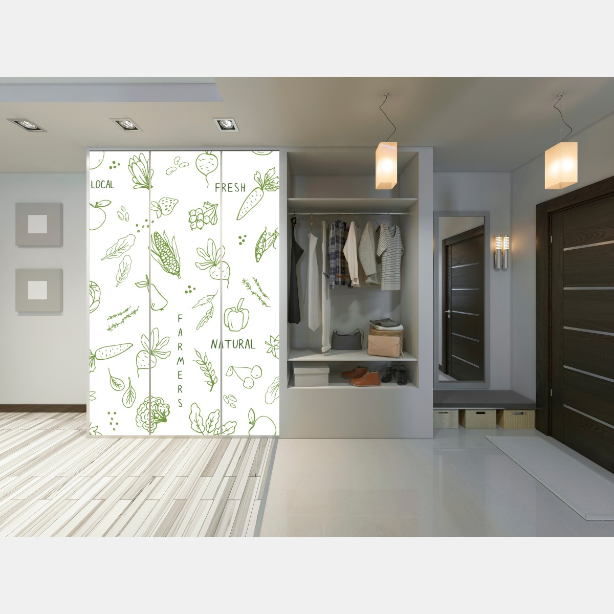 Naklejka na szafę ręcznie rysowany wzór warzyw i owoców – Wallissimo® Naklejka na szafę ręcznie rysowany wzór warzyw i owoców – Wallissimo®