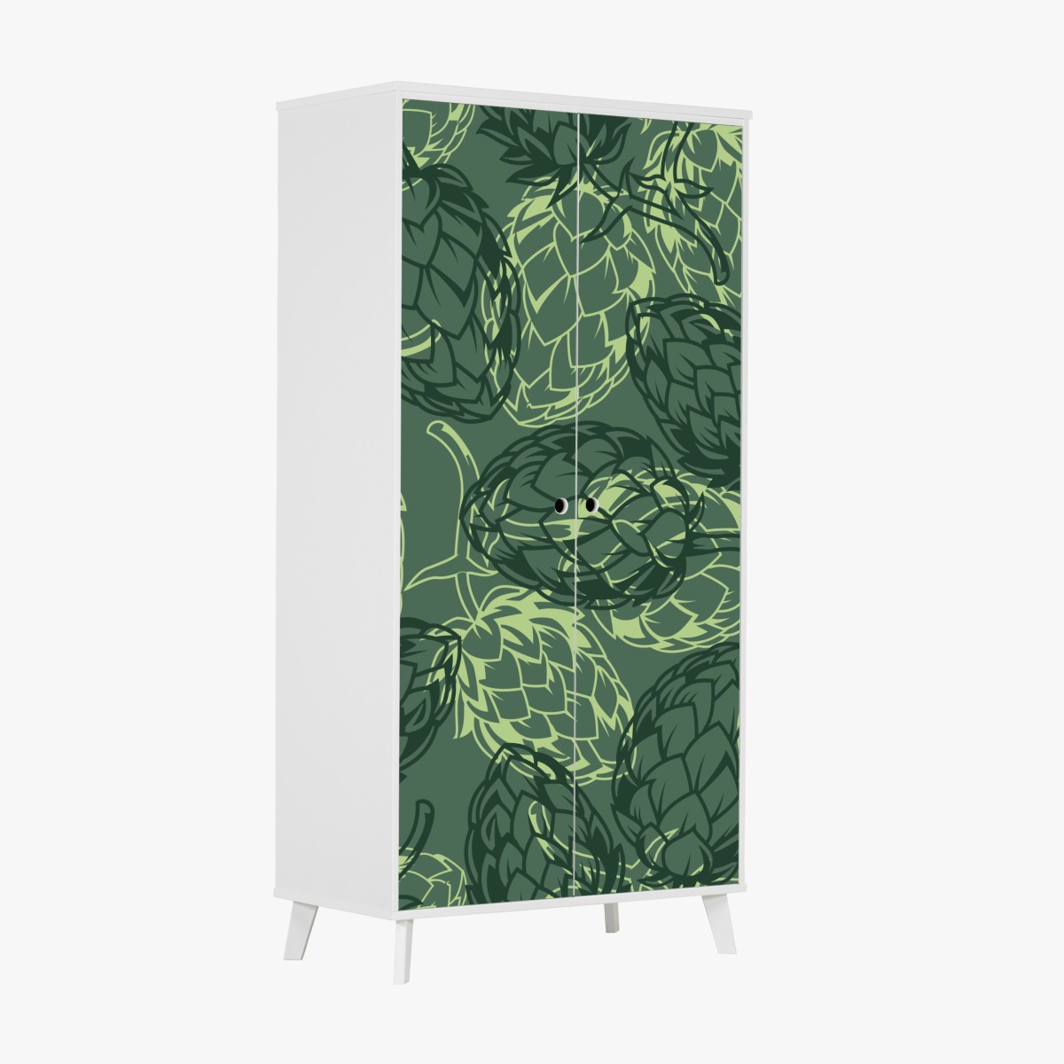 Wardrobe sticker green hop cone botanical pattern