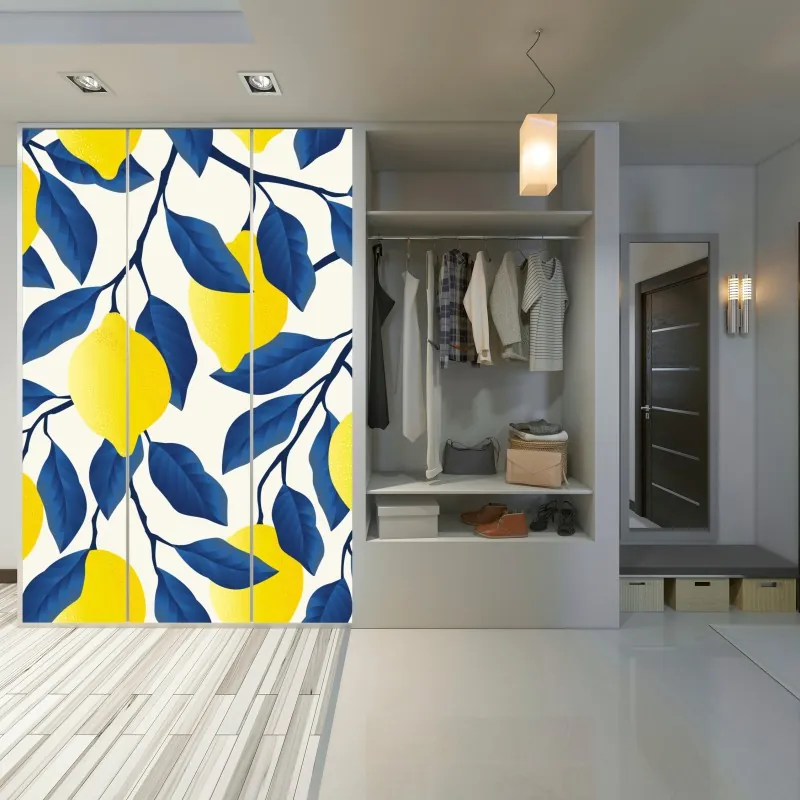 Naklejka na szafę vintage tropikalny wzór z liśćmi – Wallissimo®