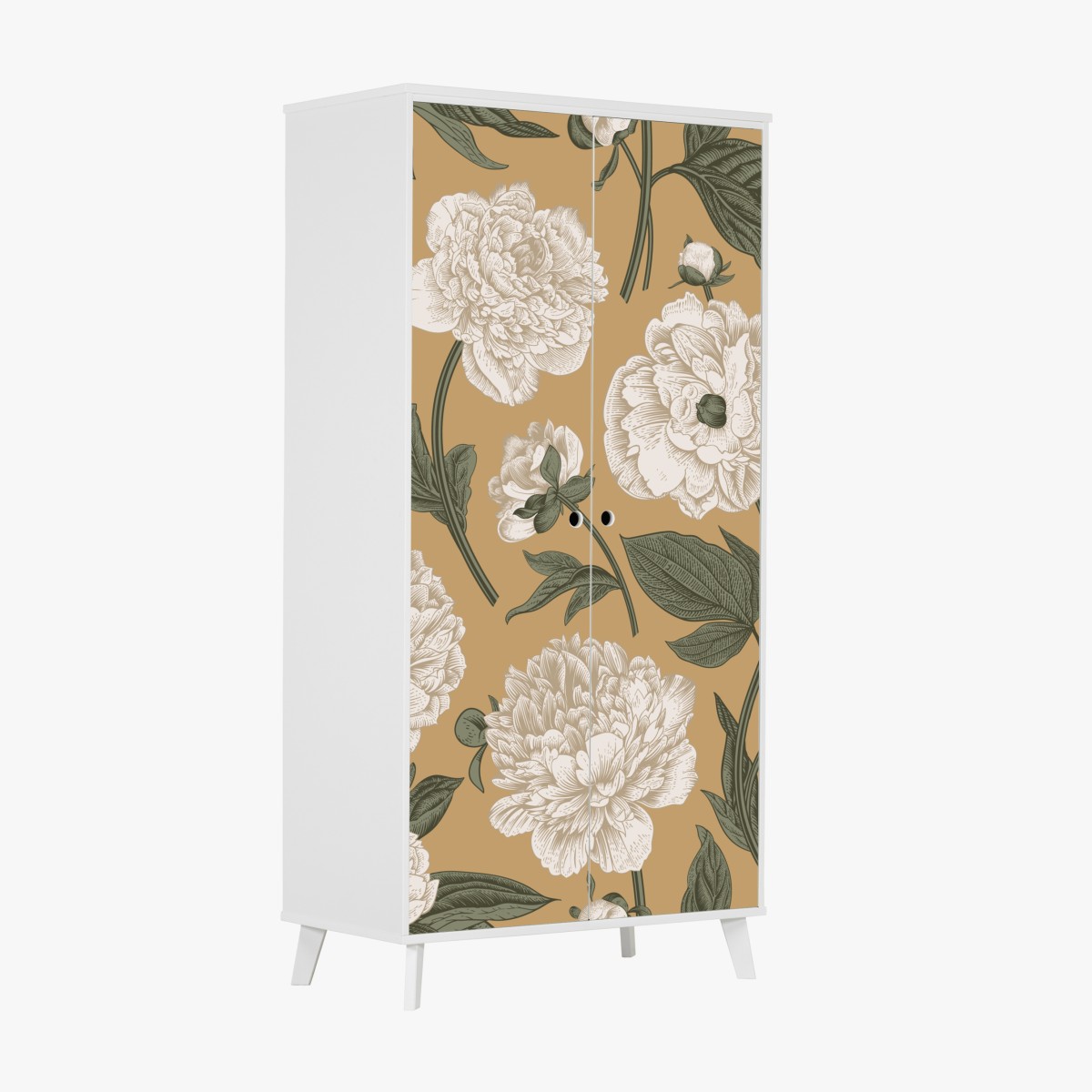 Wardrobe sticker vintage peony botanical pattern