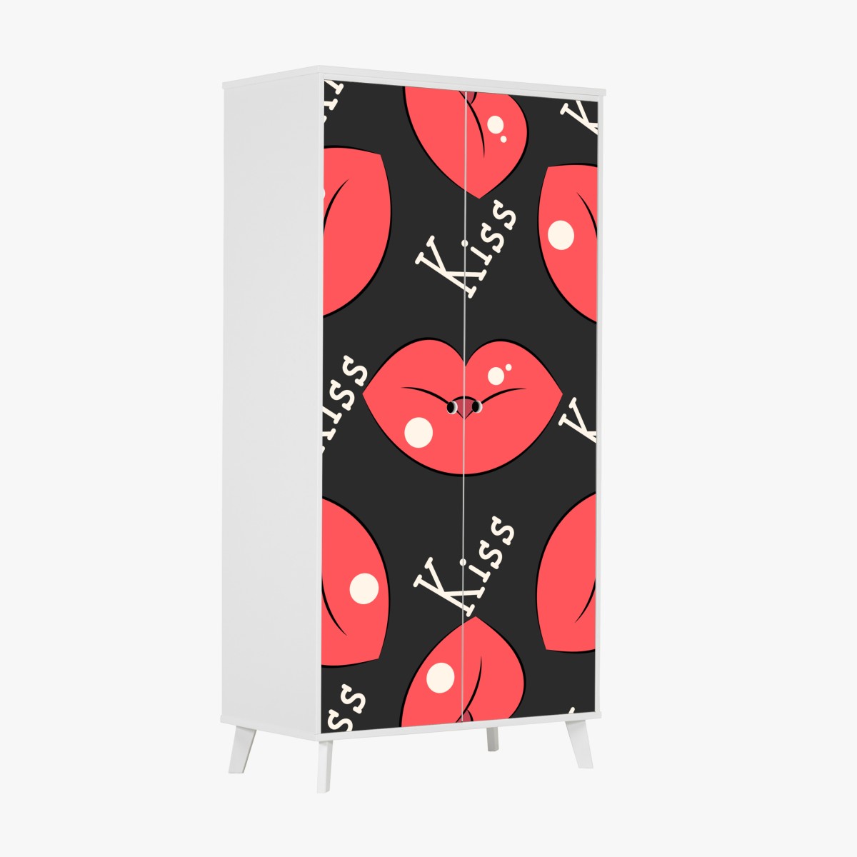 Wardrobe sticker playful pink lips pattern