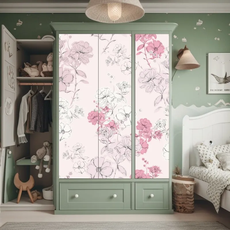 Naklejka na szafę minimalna niebieska wstęga geometryczna – Wallissimo®