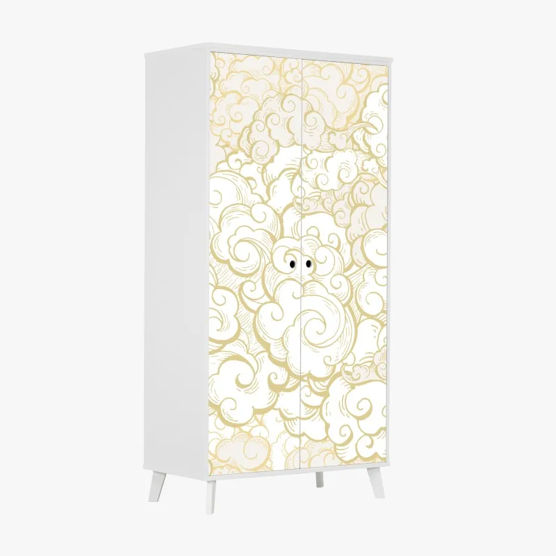 Naklejka na szafę ornamentalny złoty wzór chmur