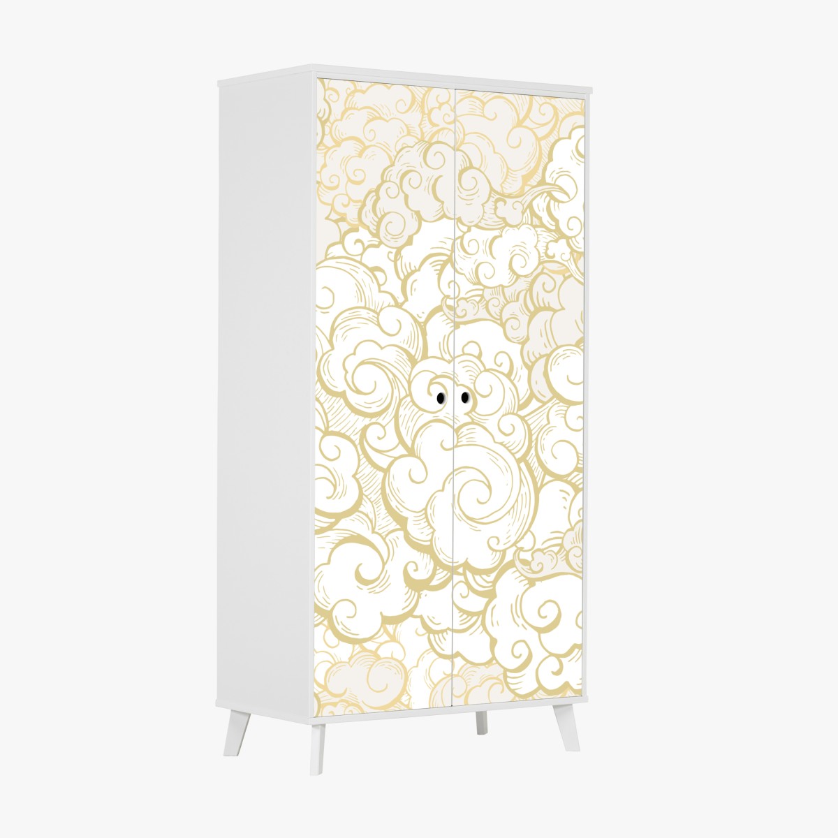Wardrobe sticker ornamental golden cloud pattern
