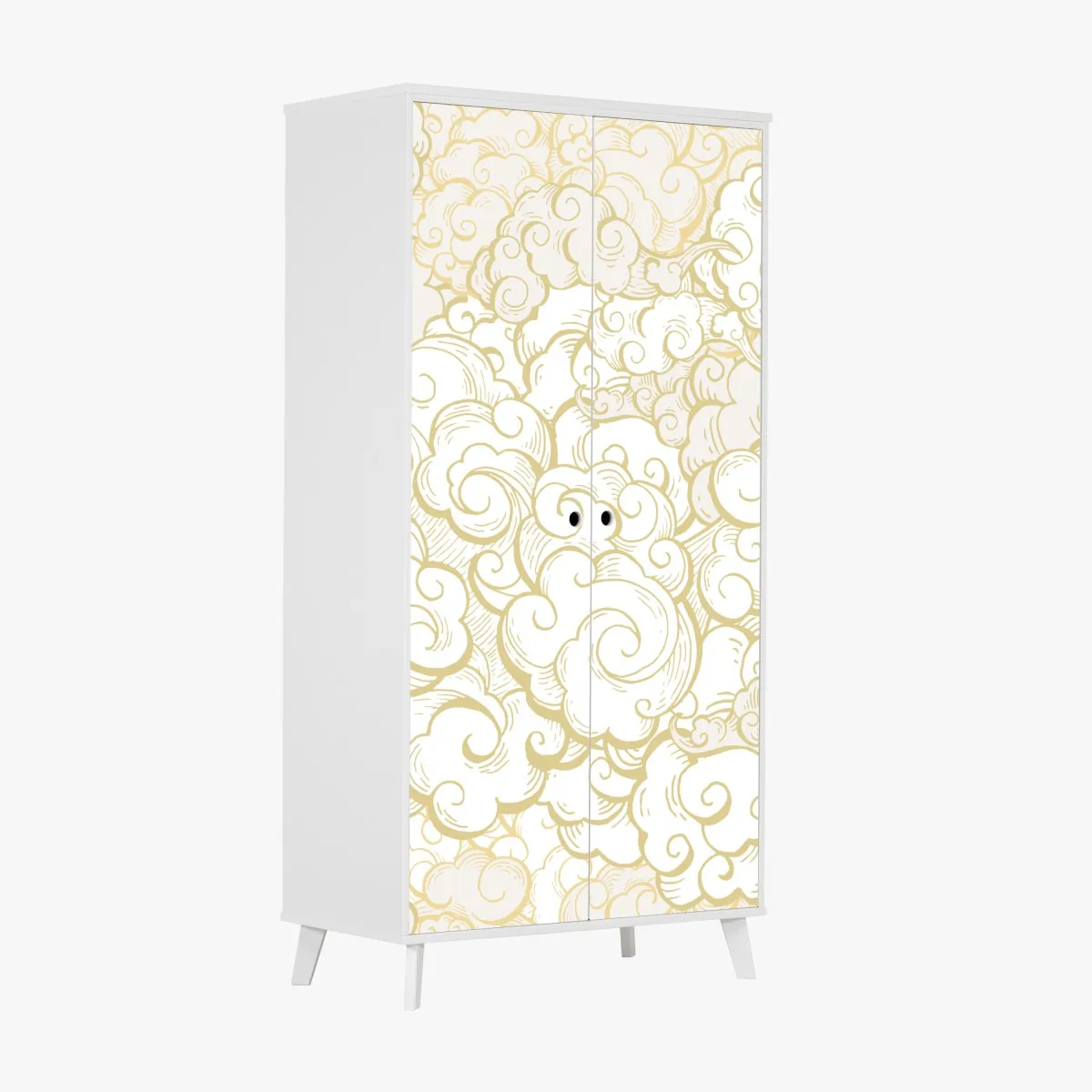Naklejka na szafę ornamentalny złoty wzór chmur – Wallissimo® Naklejka na szafę ornamentalny złoty wzór chmur – Wallissimo®