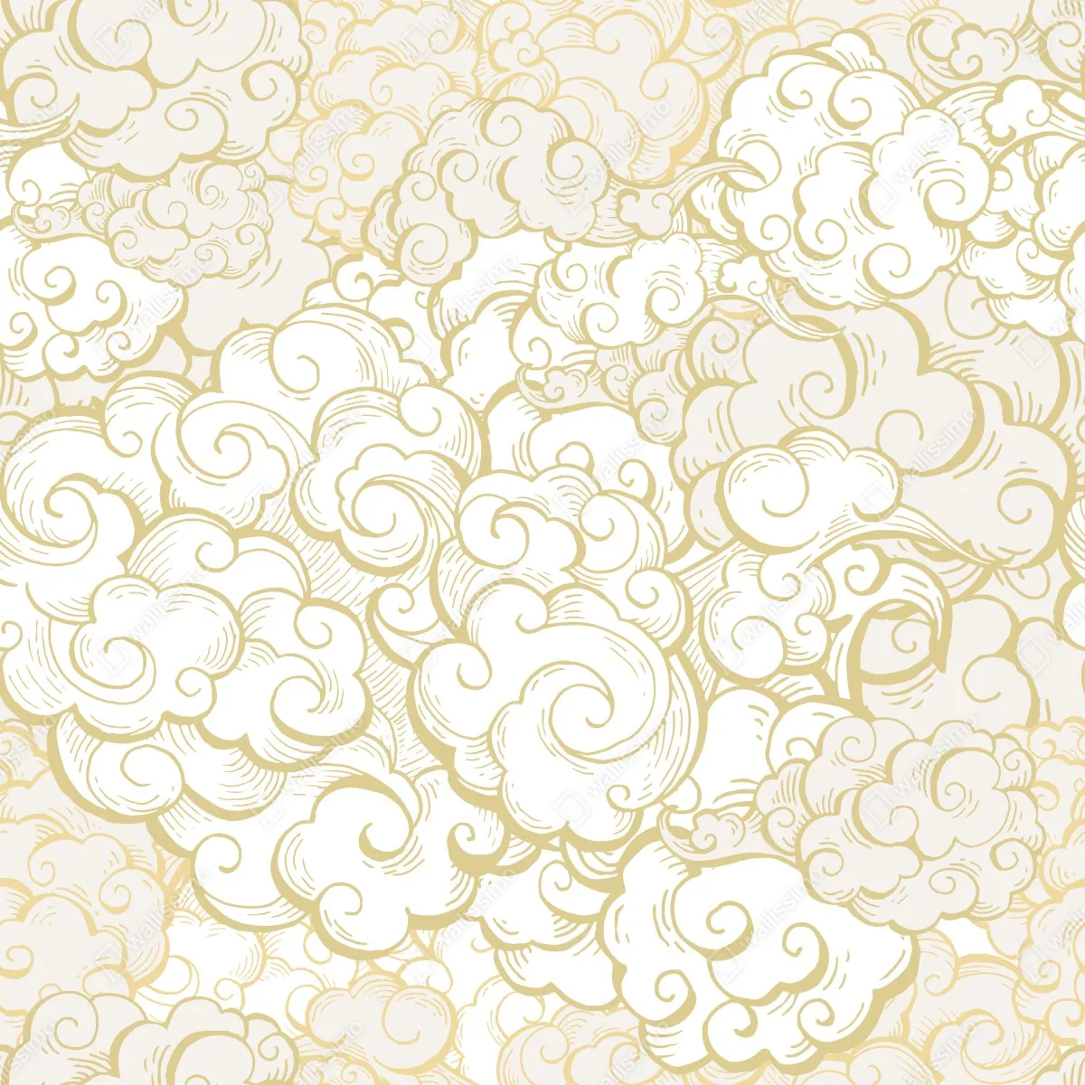 Naklejka na szafę ornamentalny złoty wzór chmur – Wallissimo® Naklejka na szafę ornamentalny złoty wzór chmur – Wallissimo®