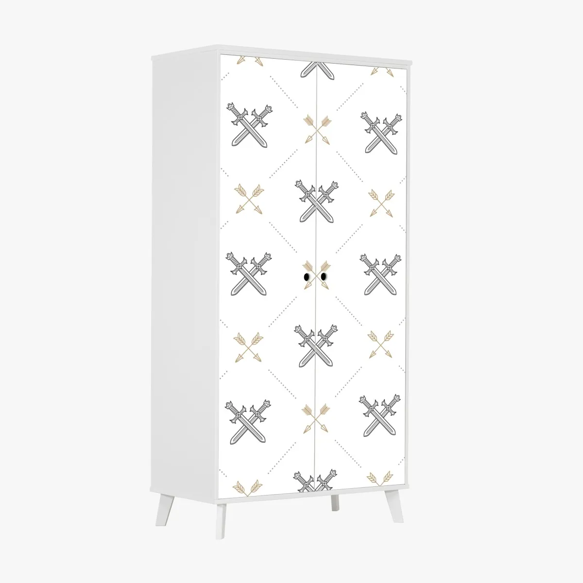 Naklejka na szafę wzór z połączonymi mieczami i strzałami – Wallissimo® Naklejka na szafę wzór z połączonymi mieczami i strzałami – Wallissimo®