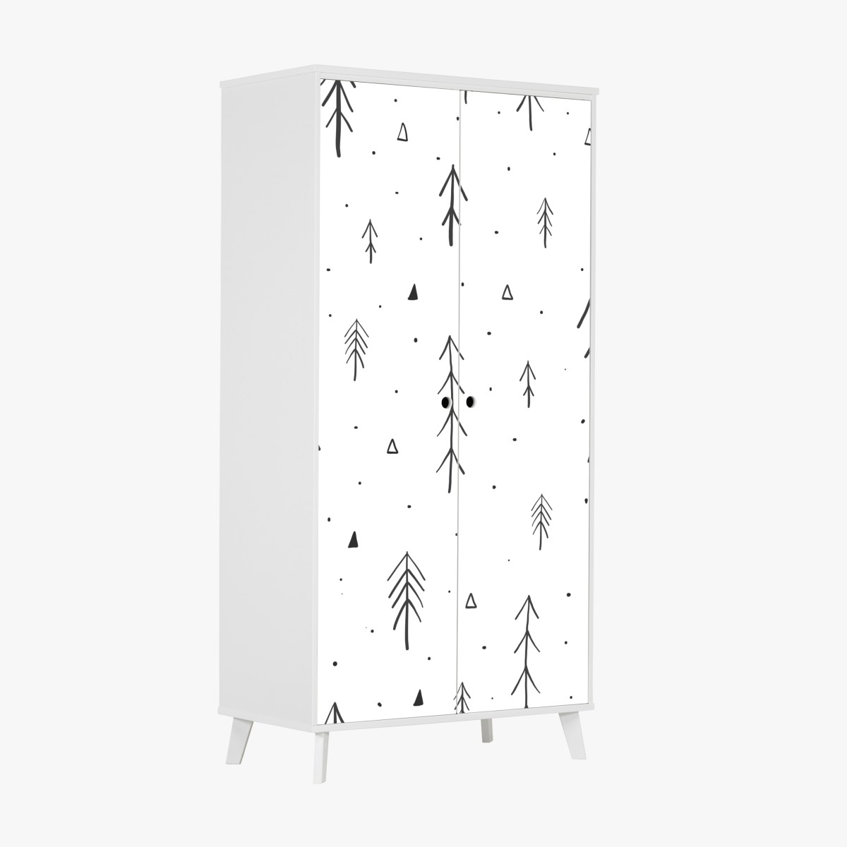 Wardrobe sticker minimalist hand-drawn tree pattern