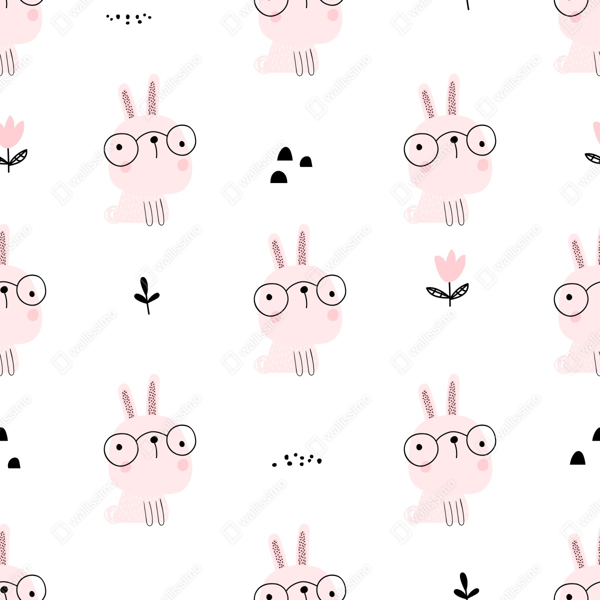 Naklejka na szafę uroczy różowy wzór króliczka do pokoju dziecięcego – Wallissimo® Naklejka na szafę uroczy różowy wzór króliczka do pokoju dziecięcego – Wallissimo®