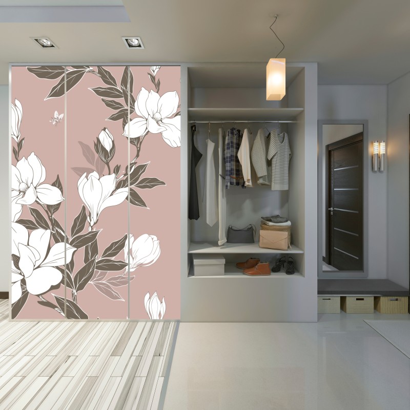 Naklejka na szafę delikatny wzór z magnoliami – Wallissimo® Naklejka na szafę delikatny wzór z magnoliami – Wallissimo®