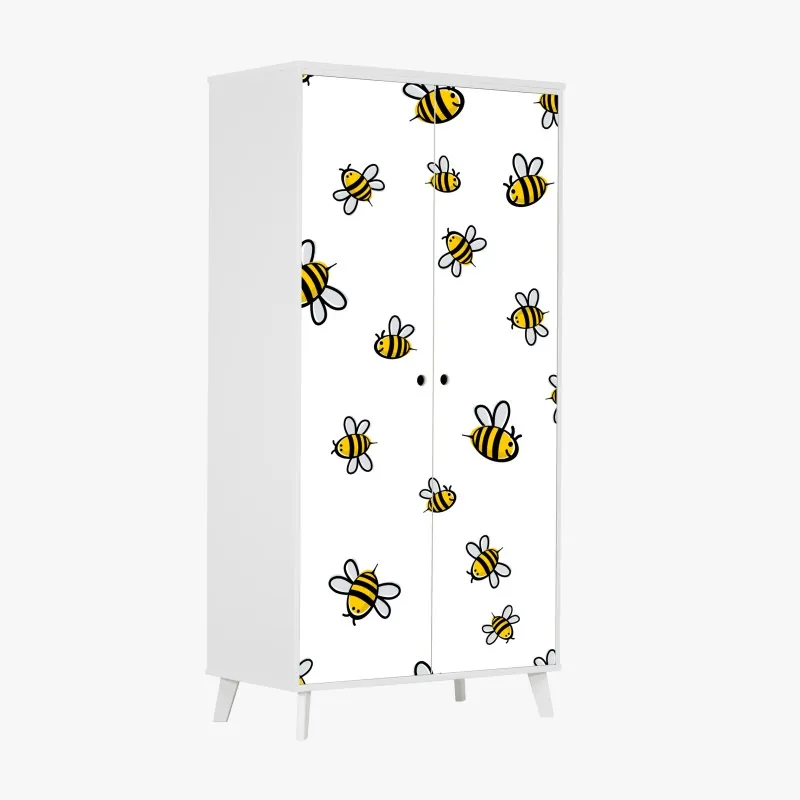 Naklejka na szafę wesoły wzór z pszczołami do pokoju dziecięcego