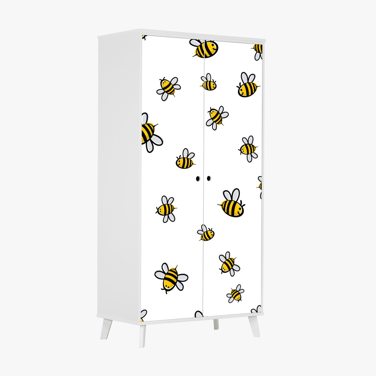 Wardrobe sticker playful bee pattern for kids room
