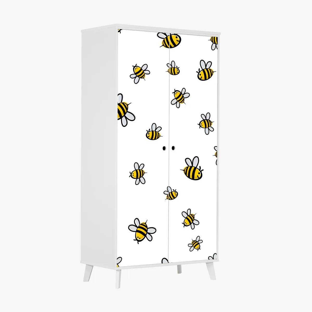 Naklejka na szafę wesoły wzór z pszczołami do pokoju dziecięcego – Wallissimo® Naklejka na szafę wesoły wzór z pszczołami do pokoju dziecięcego – Wallissimo®