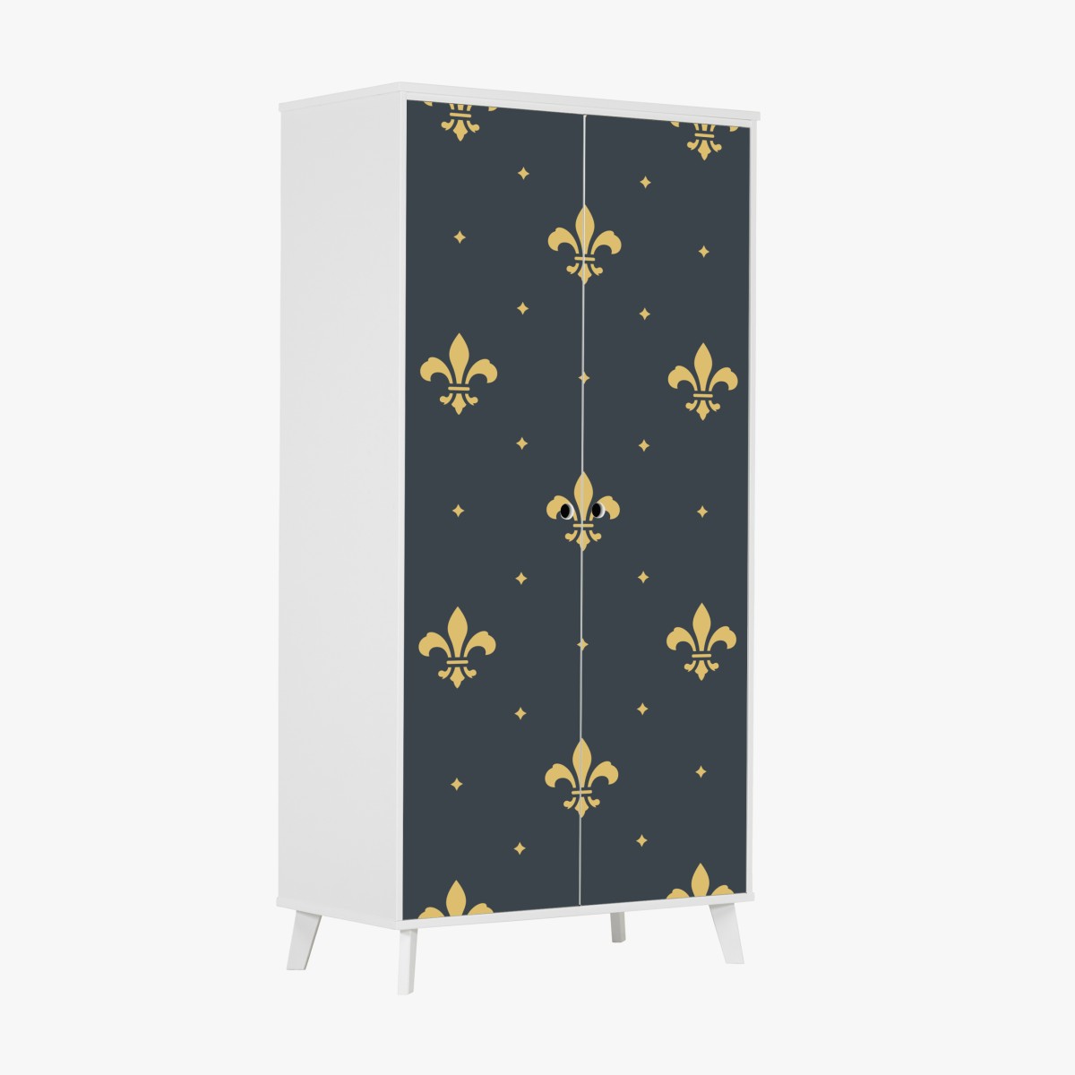 Wardrobe sticker gold fleur-de-lis seamless pattern on dark background