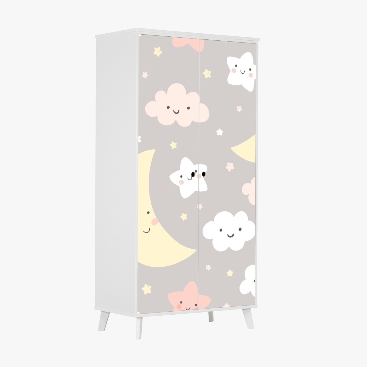 Wardrobe sticker sleepy moon and stars nursery pattern