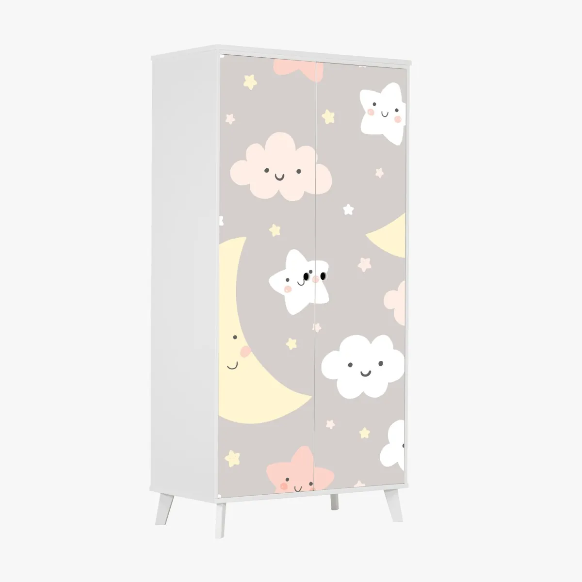 Naklejka na szafę senny księżyc i gwiazdki wzór do pokoju dziecięcego – Wallissimo® Naklejka na szafę senny księżyc i gwiazdki wzór do pokoju dziecięcego – Wallissimo®