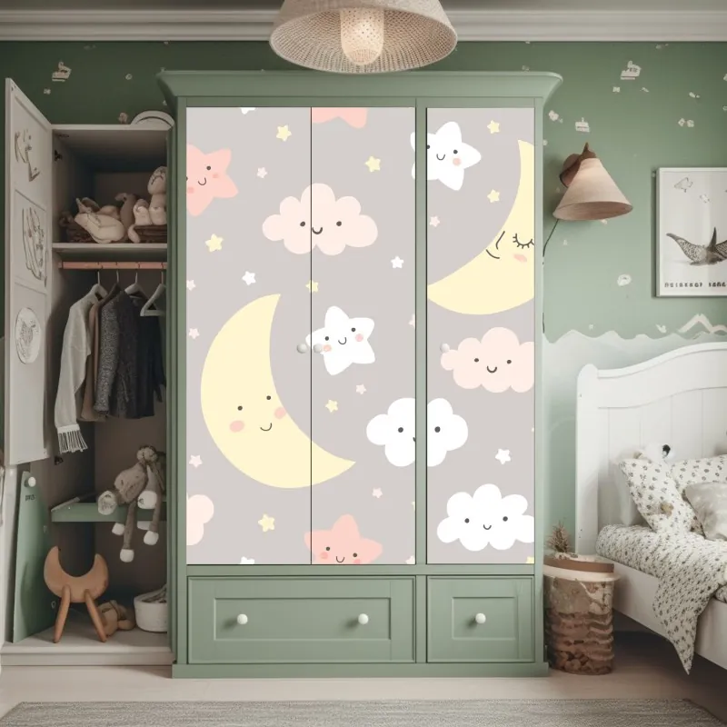 Naklejka na szafę vintage tropikalny wzór z liśćmi – Wallissimo®