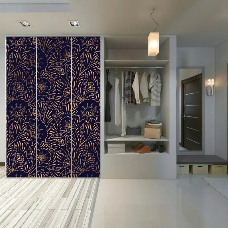 Naklejka na szafę minimalna niebieska wstęga geometryczna – Wallissimo®