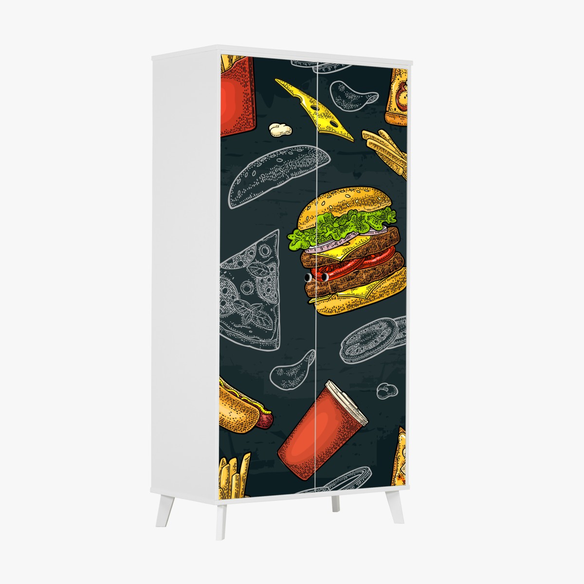 Wardrobe sticker vintage fast food collage