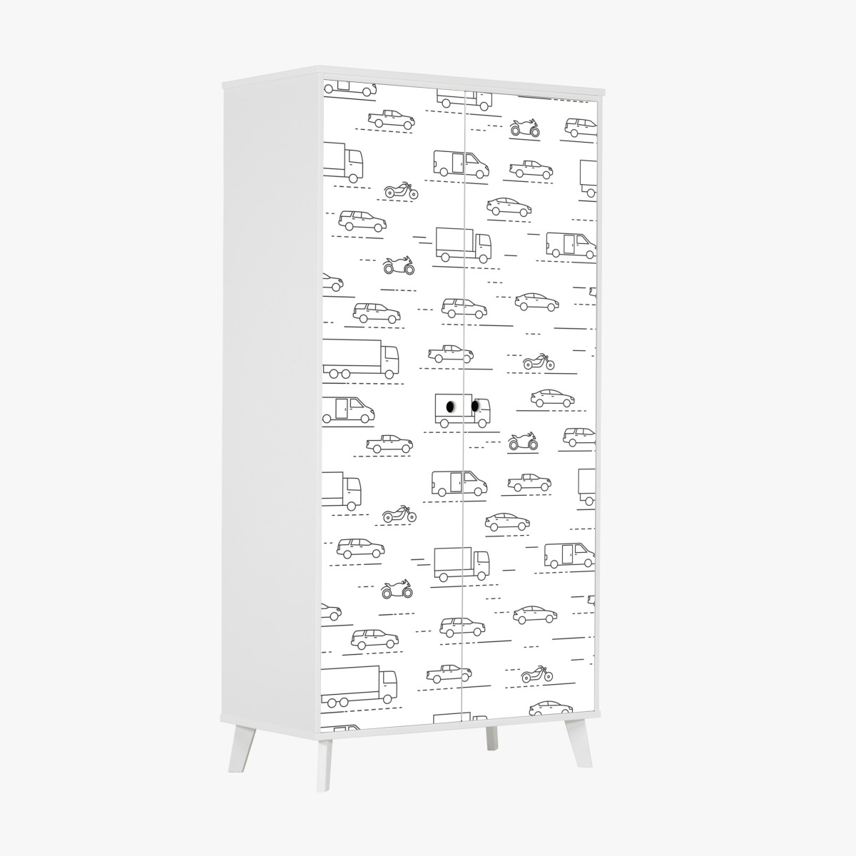 Wardrobe sticker monochrome vehicle pattern