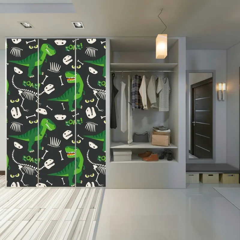 Naklejka na szafę miętowy kwiatowy wzór w stylu vintage – Wallissimo®