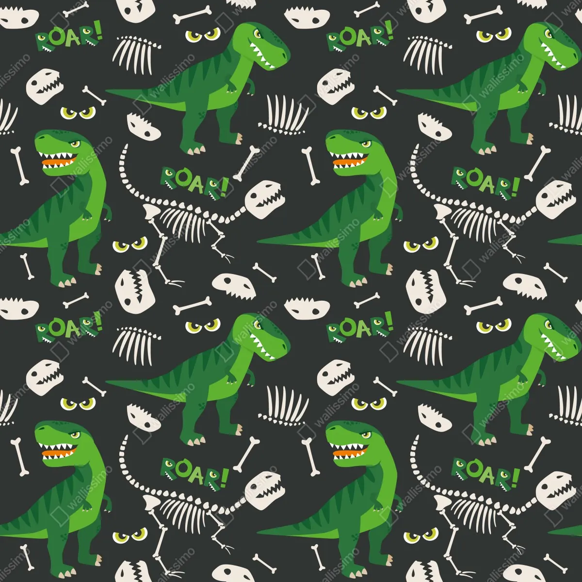 Naklejka na szafę wesoły zielony t-rex wzór – Wallissimo® Naklejka na szafę wesoły zielony t-rex wzór – Wallissimo®