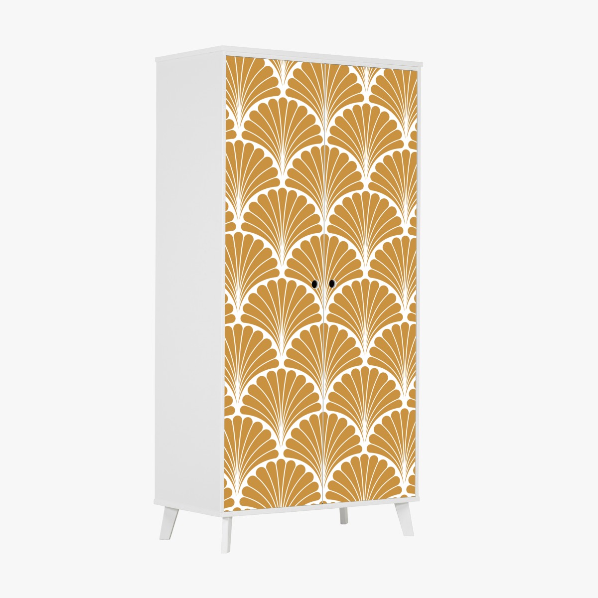 Wardrobe sticker golden art deco fan pattern