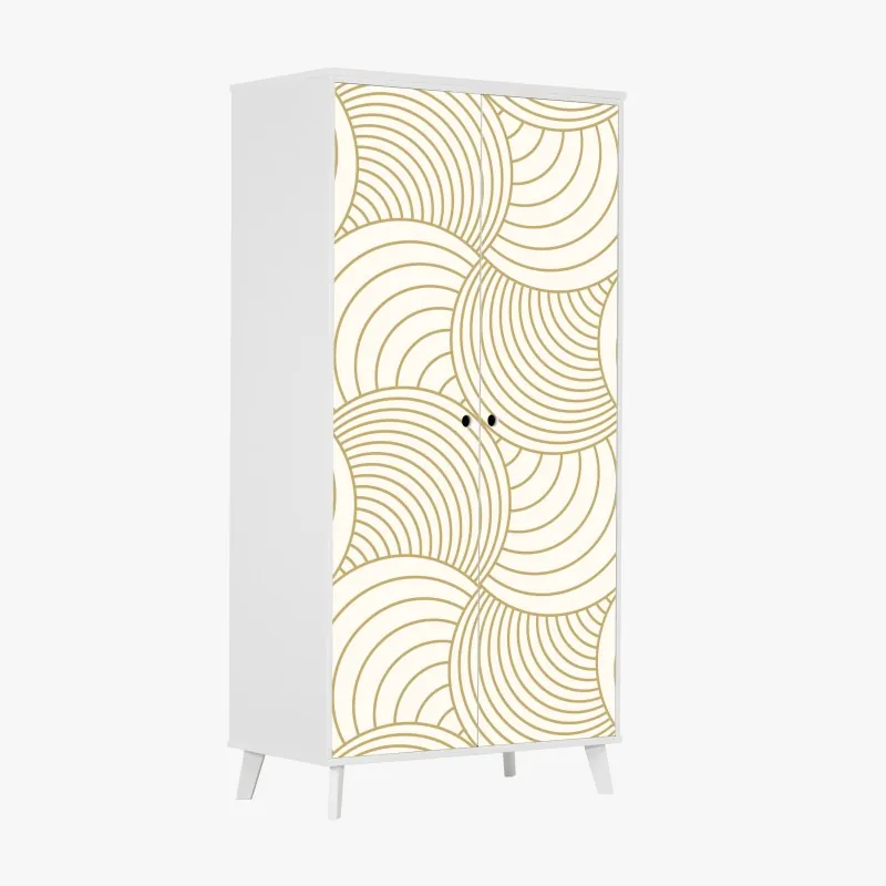 Naklejka na szafę złoty art deco wzór okręgów