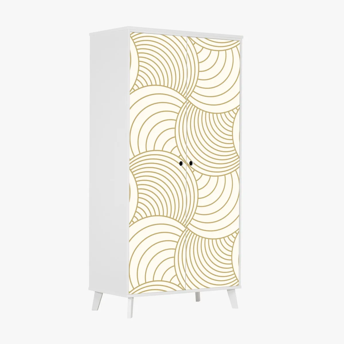 Naklejka na szafę złoty art deco wzór okręgów – Wallissimo® Naklejka na szafę złoty art deco wzór okręgów – Wallissimo®