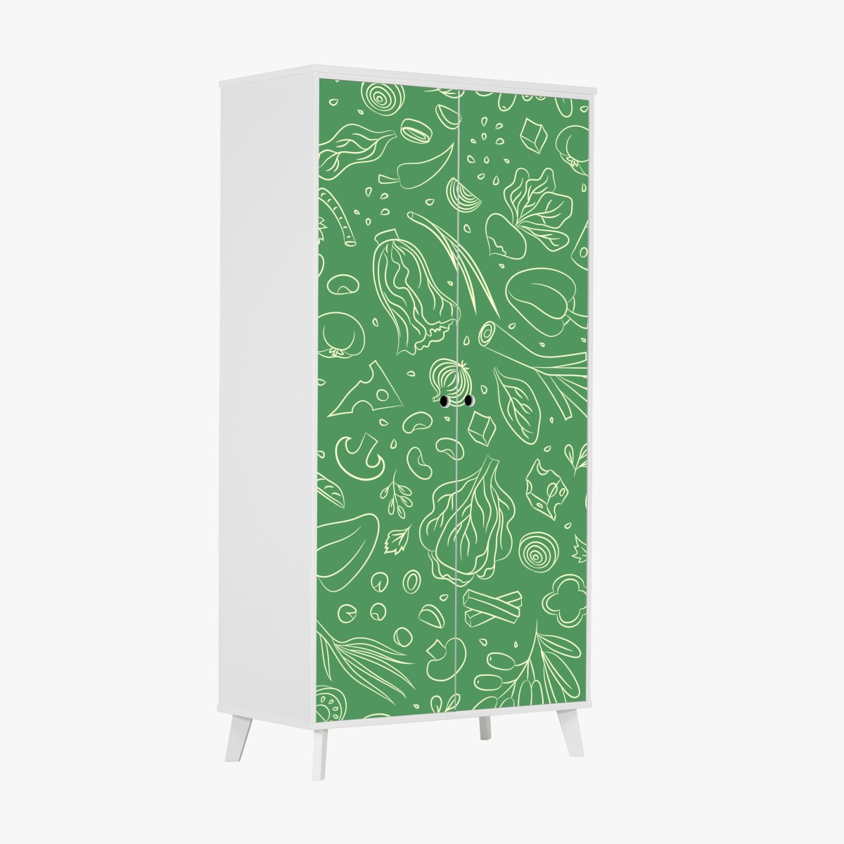 Wardrobe sticker green vegetable pattern