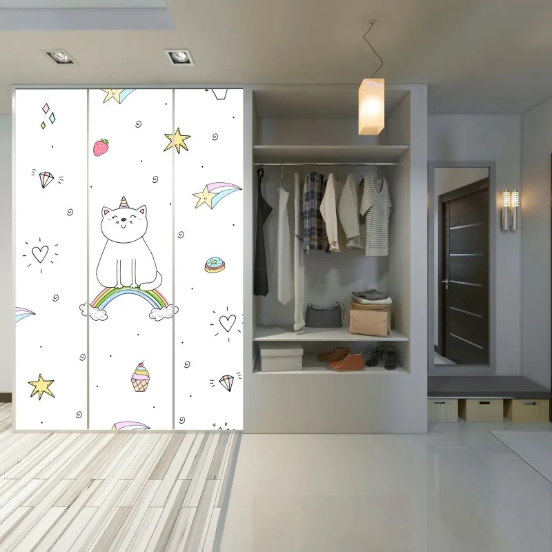 Naklejka na szafę złote tropikalne liście na beżowym tle – Wallissimo®