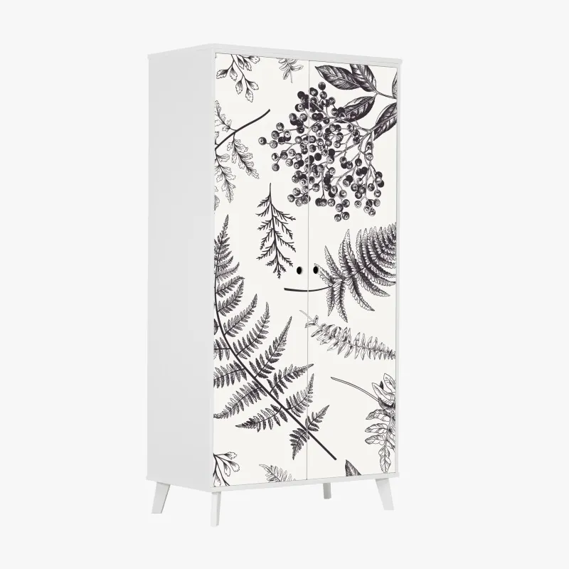 Naklejka na szafę niebieski kwiatowy wzór toile – Wallissimo®