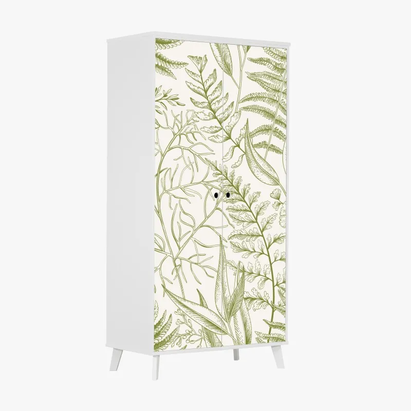 Naklejka na szafę mglisty ośnieżony las sosnowy – Wallissimo®