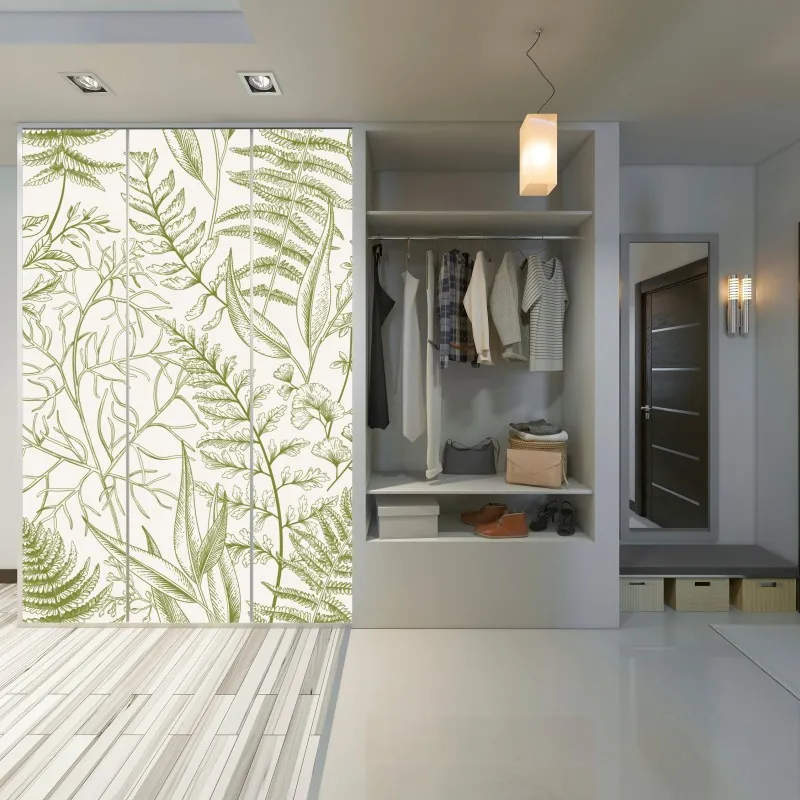 Naklejka na szafę mglisty ośnieżony las sosnowy – Wallissimo®